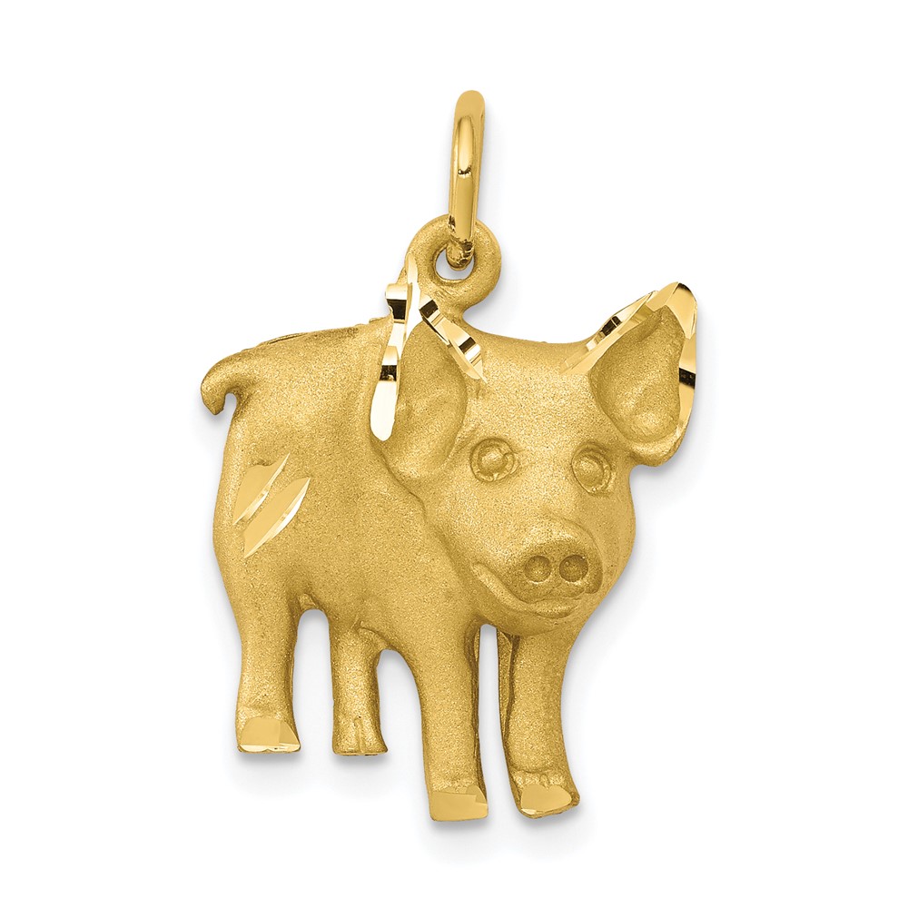 10k Yellow Gold Farm Animal Pig Piglet Necklace Charm Pendant